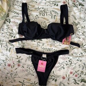 Strawberry Milk Mob Elegant Black Bikini Set